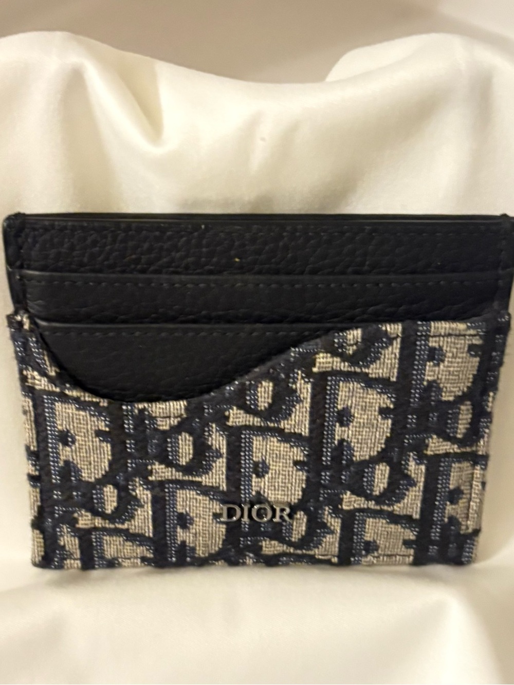 Dior Men Oblique Jacquard & Calfskin Card Holder | New
